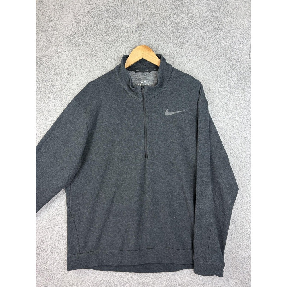 Nike Sweatshirt Mens 2XL Gray Dri-FIT 1/4 Zip Stretch Pullover Mock Neck Mens